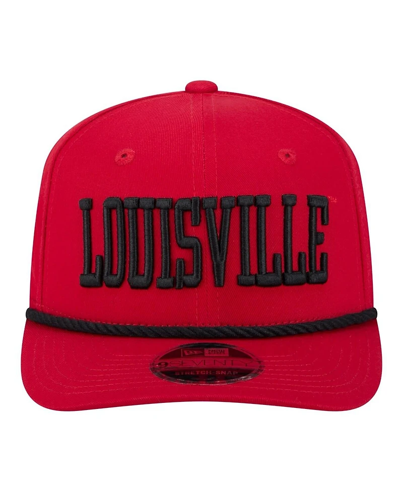 New Era Men's Red Louisville Cardinals Wordmark Rope 9SEVENTY Stretch-Snap Hat