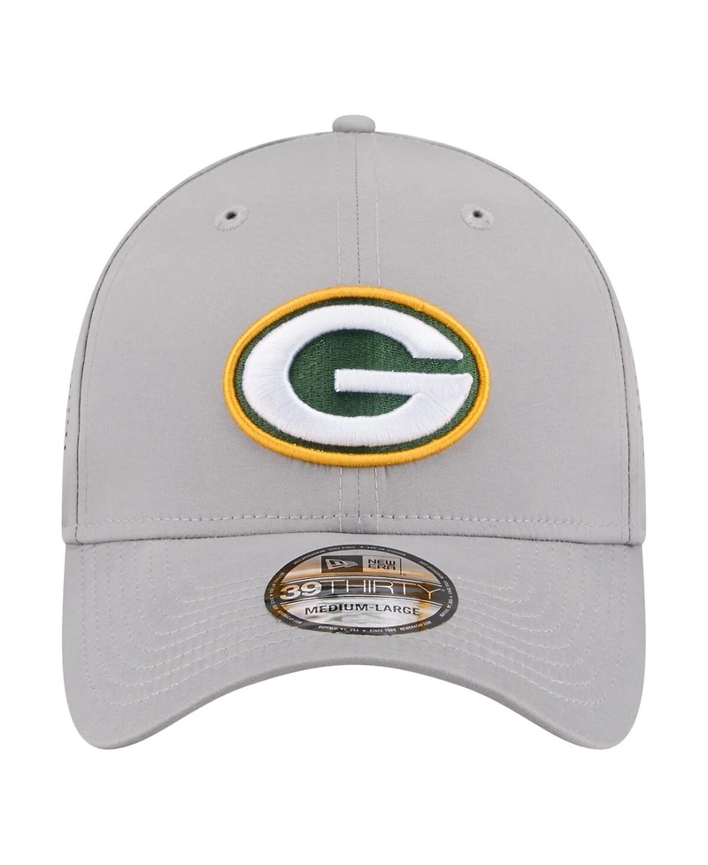 New Era Men's Gray Green Bay Packers Perforated 39THIRTY Flex Hat