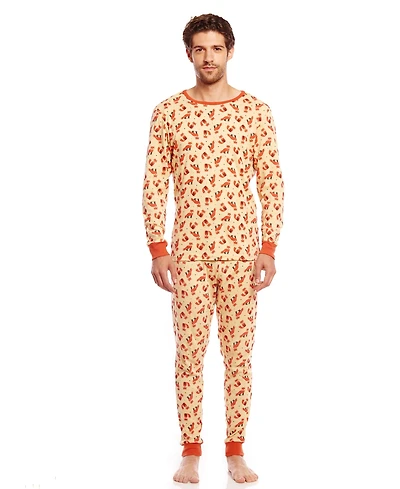 Leveret Men's Matching Family Two-Piece Cotton Long Sleeve Shirt and Pants Allover Print Pajamas