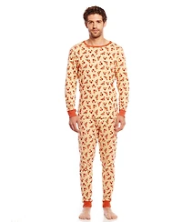 Leveret Men's Matching Family Two-Piece Cotton Long Sleeve Shirt and Pants Allover Print Pajamas
