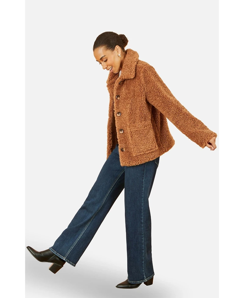 Yumi Women's Short Teddy Bear Jacket