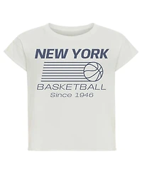 Sportiqe Women's Cream New York Knicks Athletic Club Collection Alana Premium Cropped T-Shirt