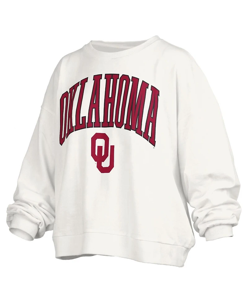 Pressbox Women's White Oklahoma Sooners Janise Fleece Sweatshirt