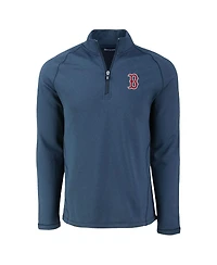 Cutter & Buck Men's Heather Navy Boston Red Sox Peshastin Eco Fleece Raglan Quarter-Zip Sweatshirt