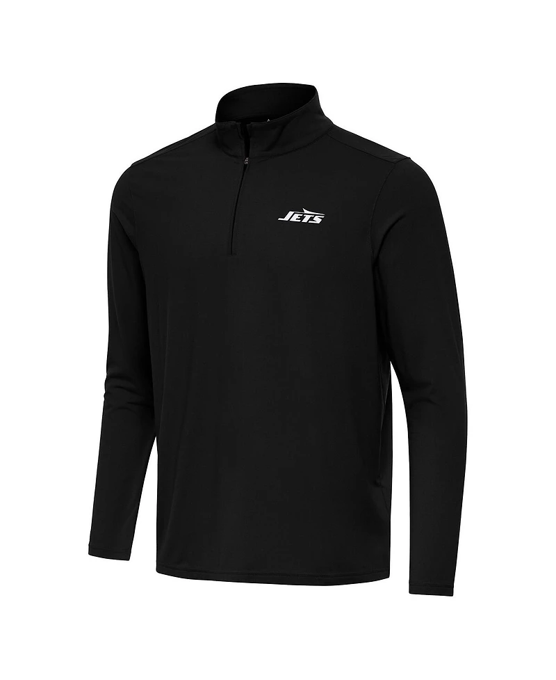 Antigua Men's Black New York Jets Intent Quarter-Zip Pullover Sweatshirt