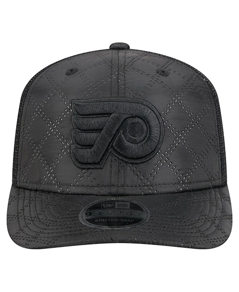 New Era Men's Black Philadelphia Flyers Quilted Nylon 9SEVENTY Adjustable Trucker Hat