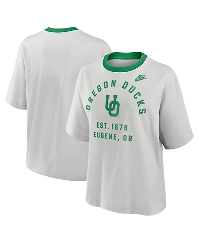 Nike Women's Gray Oregon Ducks Legacy Arch Script Boxy T-Shirt