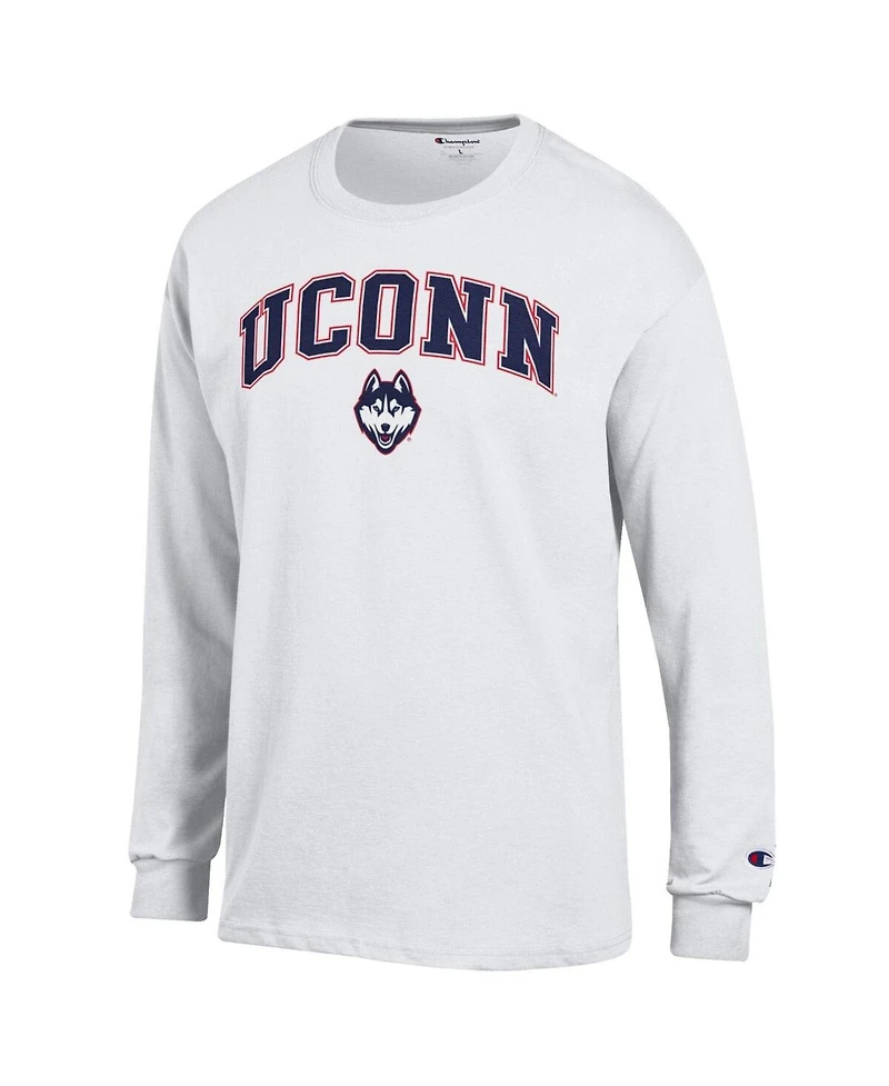 Champion Men's White UConn Huskies Arch Over Logo Long Sleeve T-Shirt
