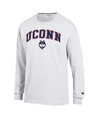 Champion Men's White UConn Huskies Arch Over Logo Long Sleeve T-Shirt