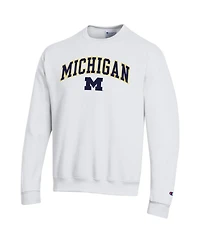 Champion Men's White Michigan Wolverines Arch Over Logo Pullover Sweatshirt