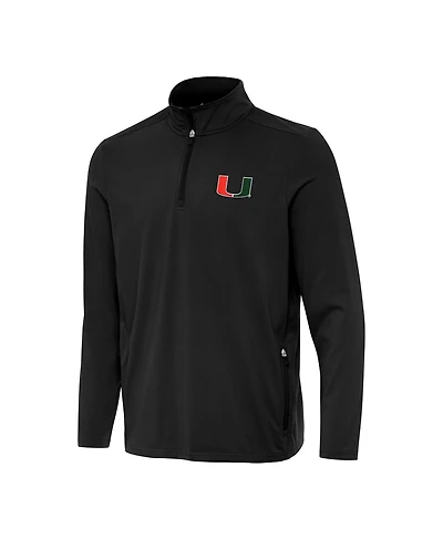 Antigua Men's Black Miami Hurricanes Perilous Quarter-Zip Sweatshirt