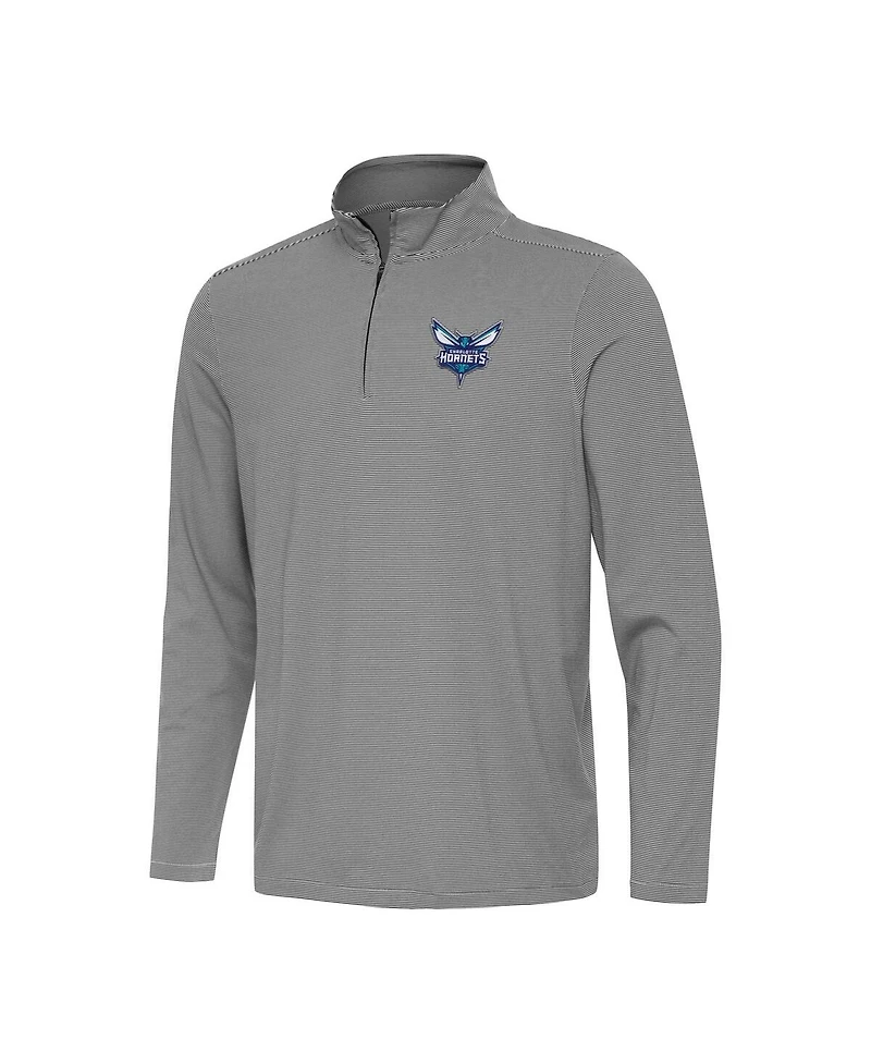 Antigua Men's Black Charlotte Hornets Twine Quarter-Zip Sweatshirt