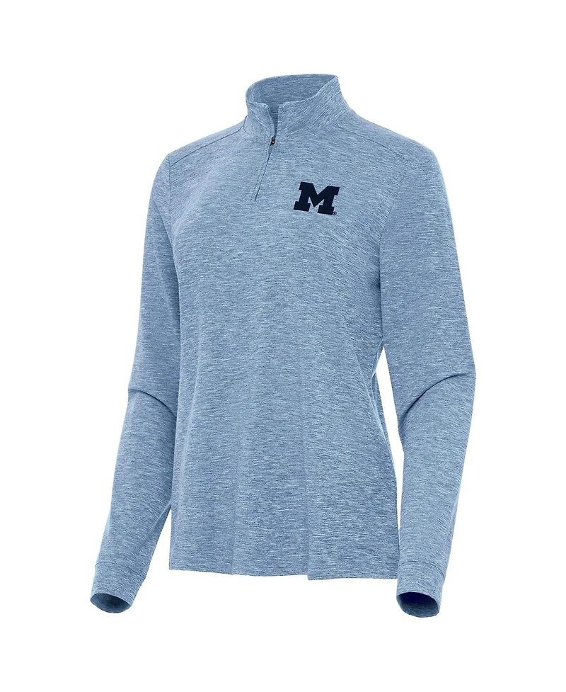 Antigua Women's Heather Light Blue Michigan Wolverines Mentor Quarter-Zip Sweatshirt