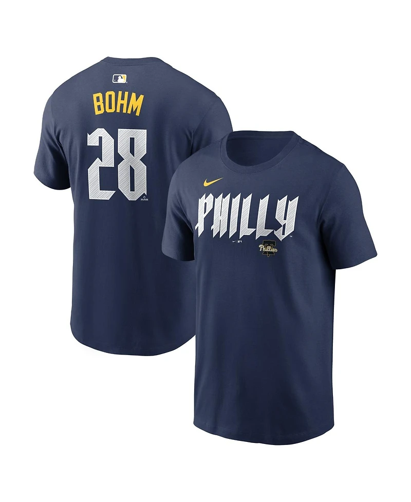 Nike Men's Alec Bohm Navy Philadelphia Phillies City Connect Name and Number T-Shirt