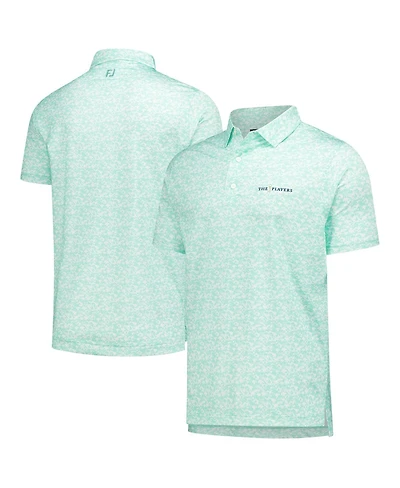 FootJoy Men's Teal The Players Hidden Palm Print Lisle Polo Shirt