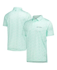 FootJoy Men's Teal The Players Hidden Palm Print Lisle Polo Shirt