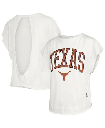 Pressbox Women's Cream Texas Longhorns Nelson Movement Open Back Slub T-Shirt