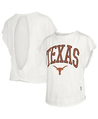 Pressbox Women's Cream Texas Longhorns Nelson Movement Open Back Slub T-Shirt