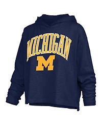 Pressbox Women's Navy Michigan Wolverines Nelson Arch Over Logo Long Sleeve Hooded Slub T-Shirt
