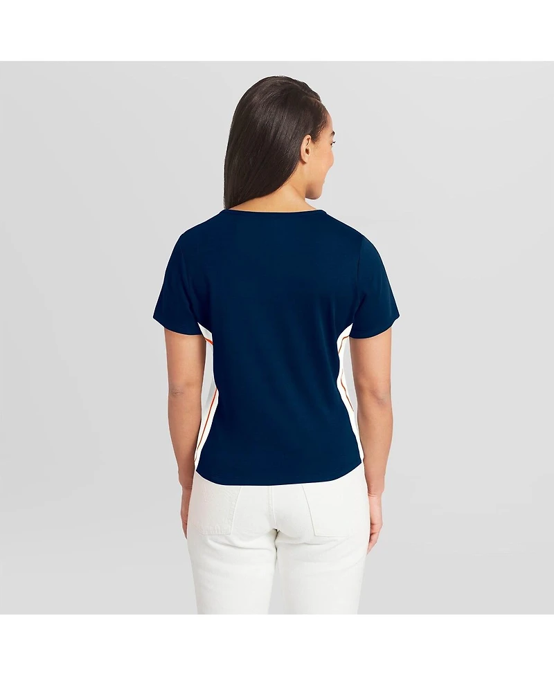 Wear by Erin Andrews Women's Navy Detroit Tigers Notch Neck Cropped T-Shirt
