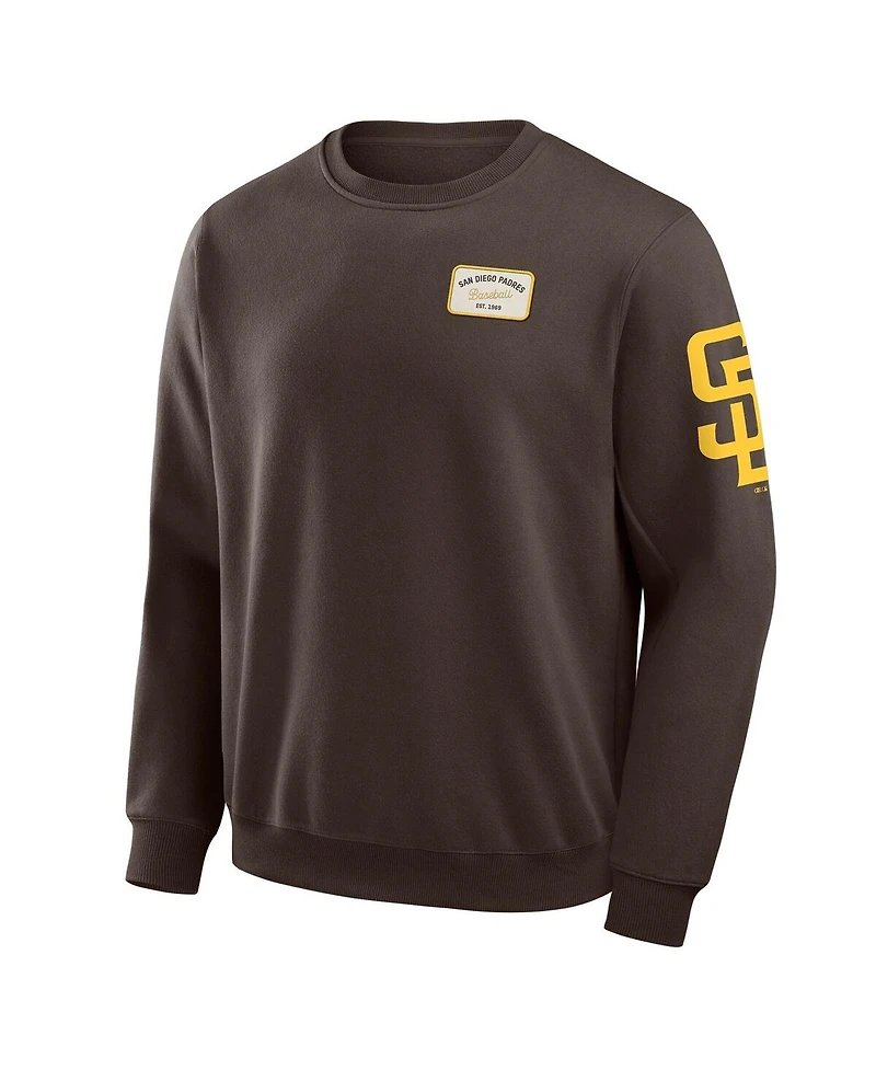 Darius Rucker Collection by Fanatics Men's Brown San Diego Padres Washed Crew Neck Pullover Sweatshirt