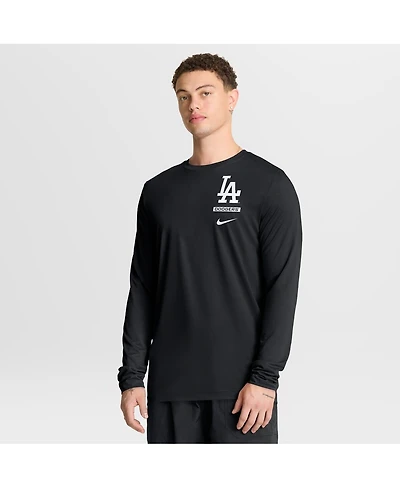 Nike Men's Black Los Angeles Dodgers 2-Hit Legend Dri-fit Long Sleeve T-Shirt