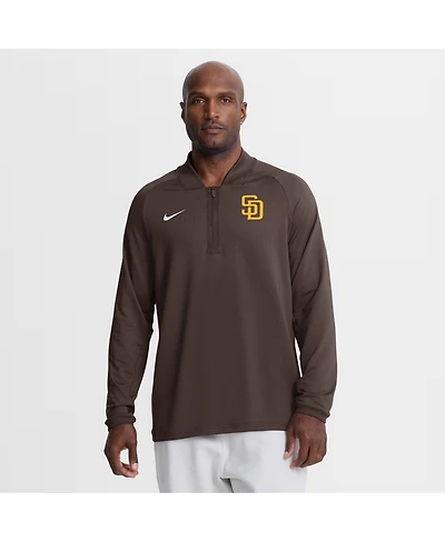 Nike Men's Brown San Diego Padres Authentic Collection Dri-fit Raglan Half-Zip Pullover Sweatshirt