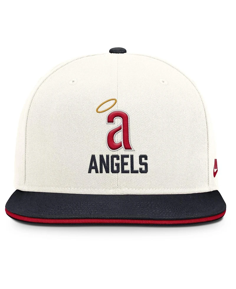 Nike Men's Cream/Navy California Angels Cooperstown Pro Dri-fit Snapback Hat