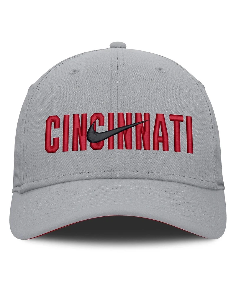 Nike Men's Gray Cincinnati Reds Primetime Rise Dri-fit Flex Hat