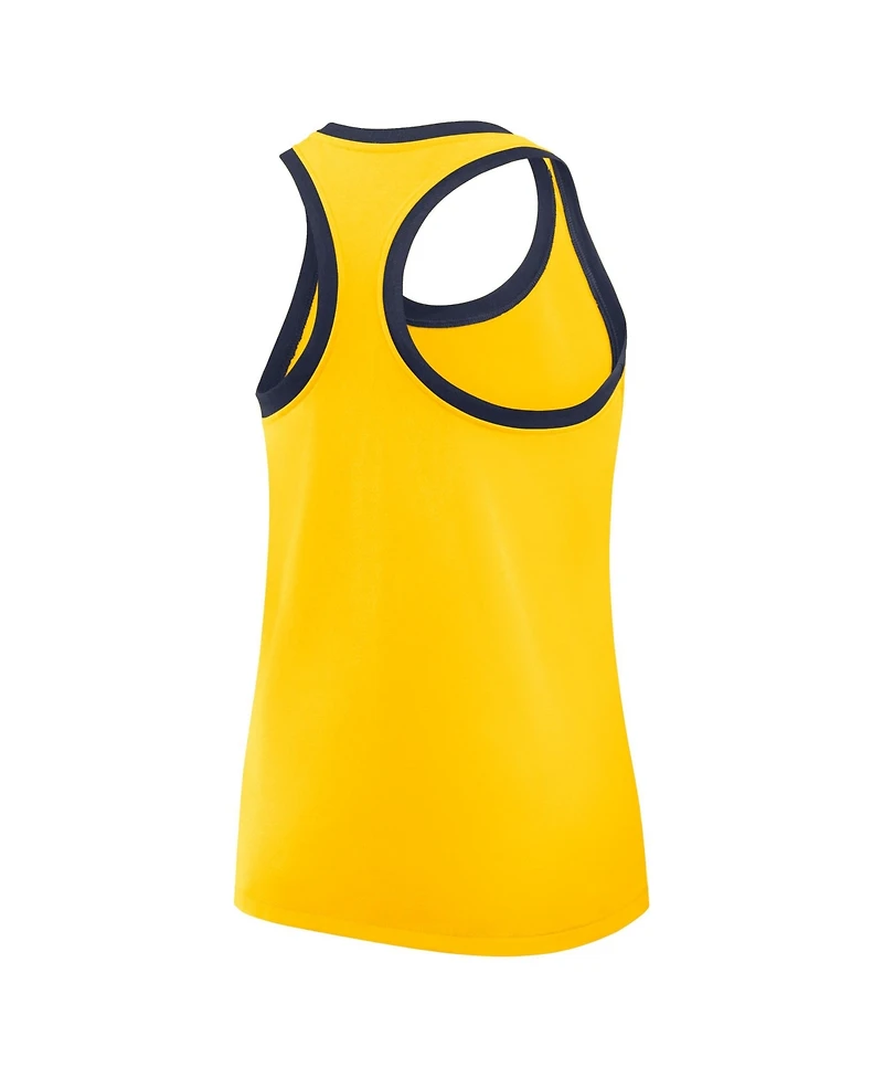 Jordan Women's Maize Michigan Wolverines Uni Name Tri-Blend Dri-fit Racerback Tank Top