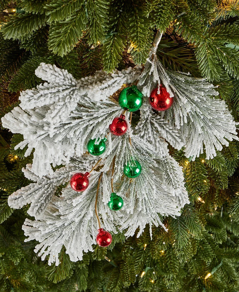 Holiday Lane Christmas Cheer Leaves with Ornaments Pick, Macy's Exclusive