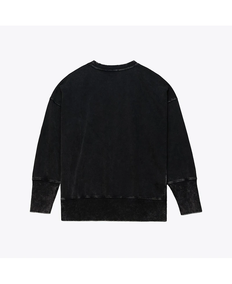 Mitchell & Ness Women's Black Seattle Seahawks Delineate Mineral Wash Crewneck Sweatshirt