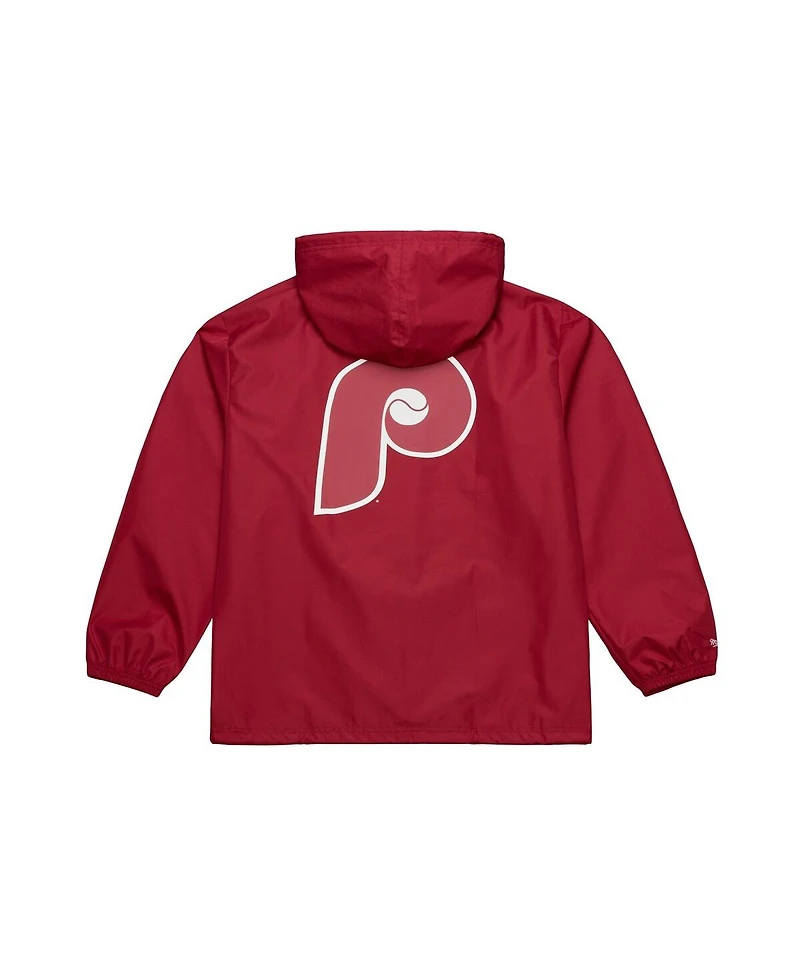 Mitchell & Ness Men's Red Philadelphia Phillies Full-Snap Hooded Coaches Jacket