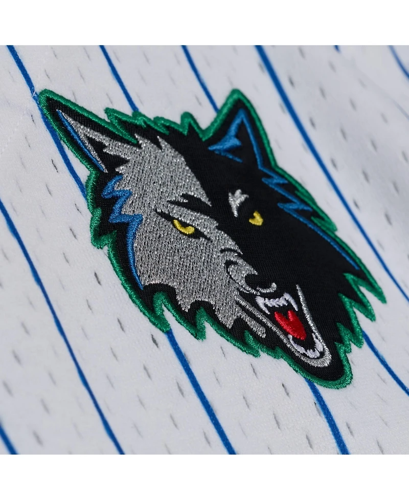 Mitchell & Ness Men's White Minnesota Timberwolves Head Coach Pinstripe Mesh Full-Button Baseball Jersey