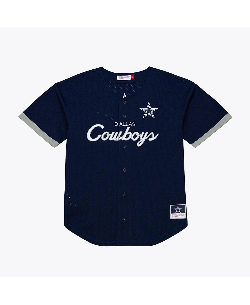 Mitchell & Ness Men's Navy Dallas Cowboys Head Coach Mesh Full-Button Fashion Jersey