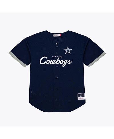 Mitchell & Ness Men's Navy Dallas Cowboys Head Coach Mesh Full-Button Fashion Jersey
