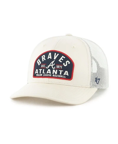 '47 Brand Men's Cream Atlanta Braves Leland Adjustable Trucker Hat