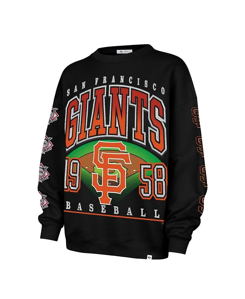 '47 Brand Women's Black San Francisco Giants Trendy Team Go Big Oversized Sweatshirt