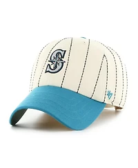 '47 Brand Men's x Rawlings Natural/Teal Seattle Mariners Pinstripe Clean Up Adjustable Hat