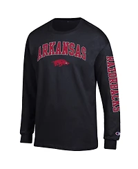 Champion Men's Black Arkansas Razorbacks Arch Over Logo 2-Hit Long Sleeve T-Shirt