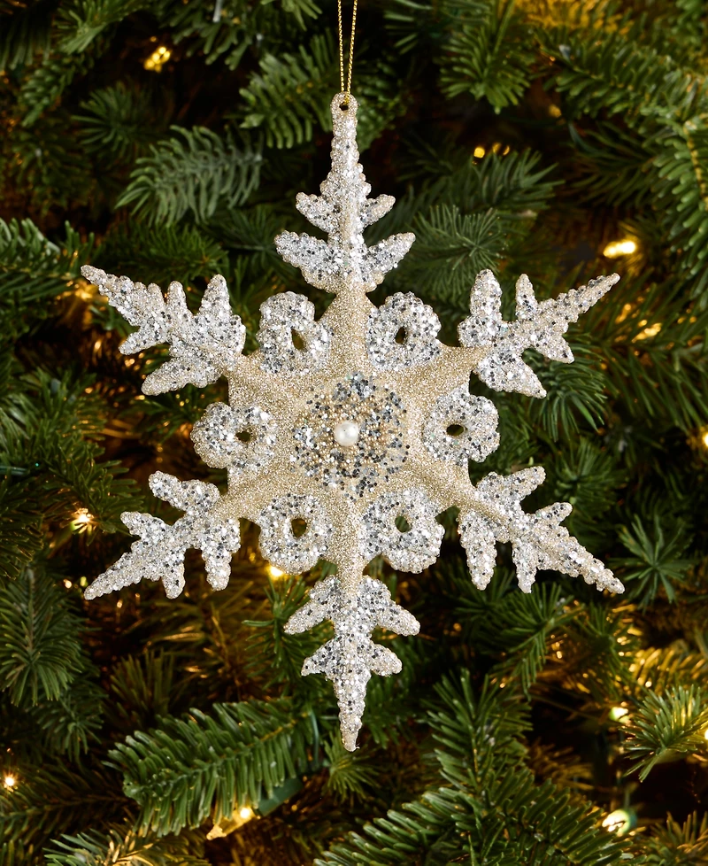 Holiday Lane Christmas Giltters Silver Snowflake Ornament, Macy's Exclusive