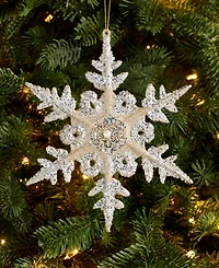 Holiday Lane Christmas Giltters Silver Snowflake Ornament, Macy's Exclusive