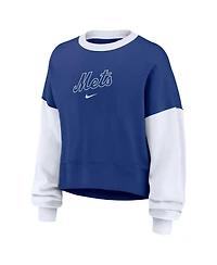 Nike Women's Royal/White New York Mets Oversized High Hip Fleece Sweatshirt