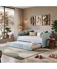 Sailvan Upholstered Daybed Sofa Bed Twin With Trundle and Wood Slat