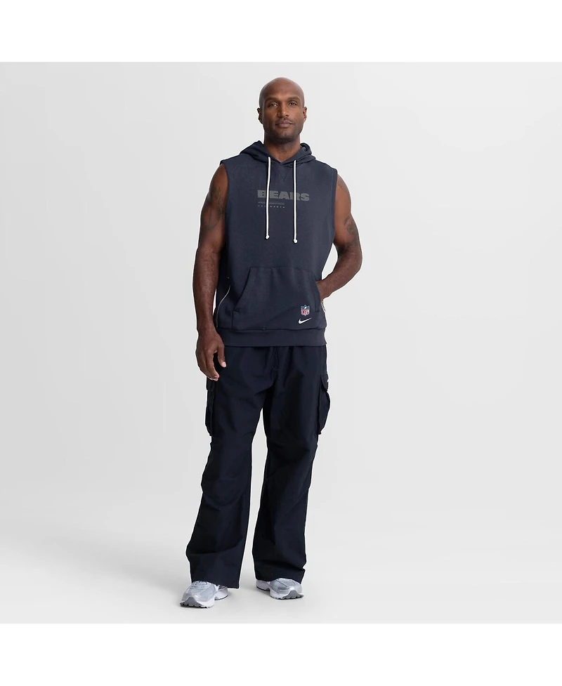 Nike Men's Navy Chicago Bears Sideline Standard Issue Dri-fit Sleeveless Hoodie