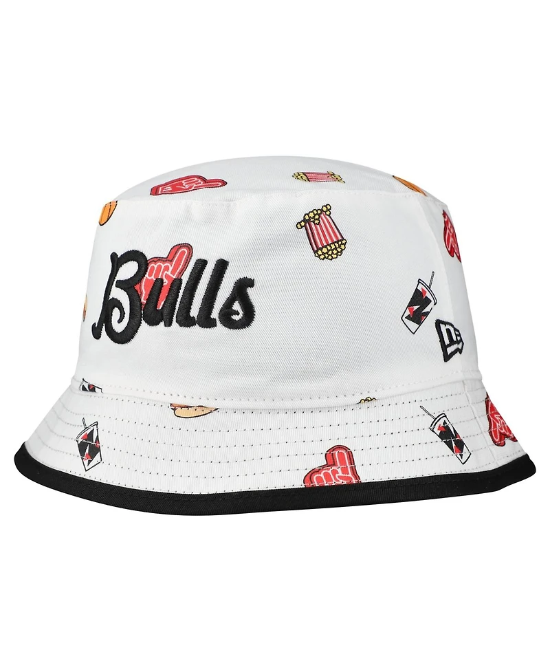 New Era Men's White Chicago Bulls Team Cheer Reversible Bucket Hat