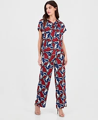 Anne Klein Women's Printed Pull-On Wide-Leg Pants