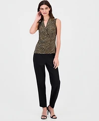 Anne Klein Women's Shirred Surplice Neck Sleeveless Top