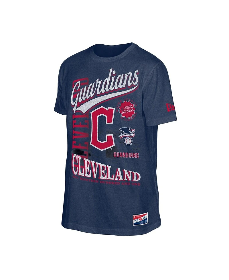 New Era Men's Navy Cleveland Guardians Oversized Throwback Distressed T-Shirt