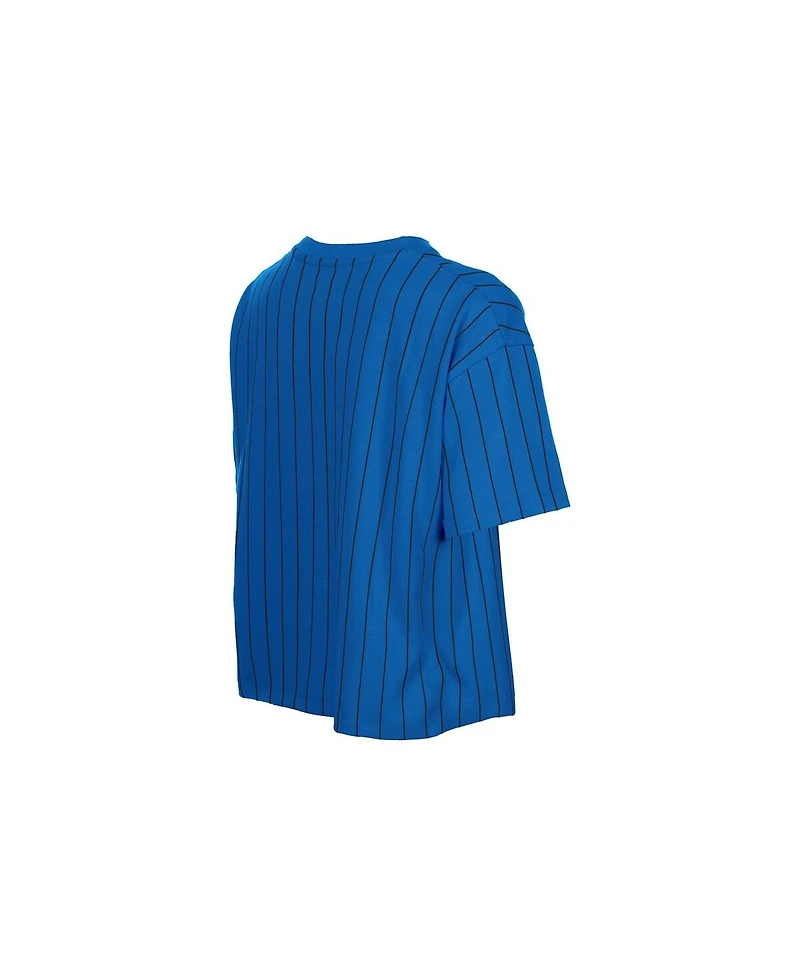 New Era Women's Royal Seattle Mariners City Connect Throwback Meshback Pinstripe Boxy T-Shirt